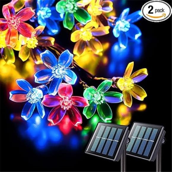 2 Pack Solar Flower String Lights, Total 100LED Solar String Lights Outdoor - Picture 8 of 8